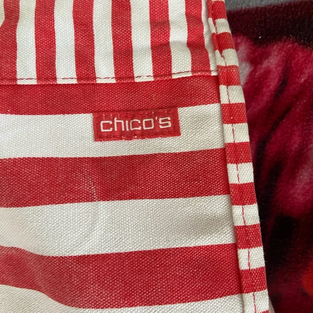 Chico's Florida State University Handcrafted Red and White Striped Tote